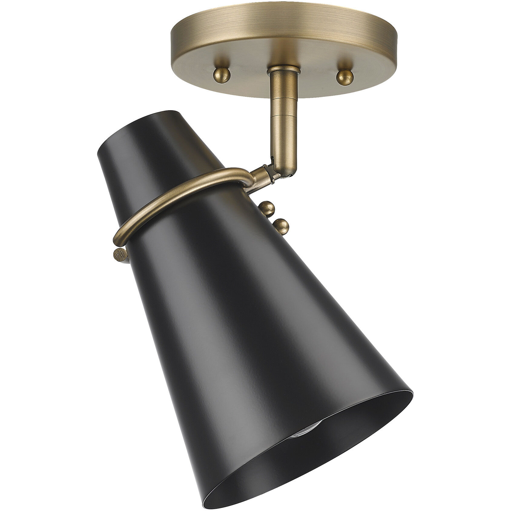 Reeva 1 Light 7 inch Modern Brass Semi-Flush Mount Ceiling Light in Matte Black