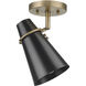 Reeva 1 Light 7 inch Modern Brass Semi-Flush Mount Ceiling Light in Matte Black