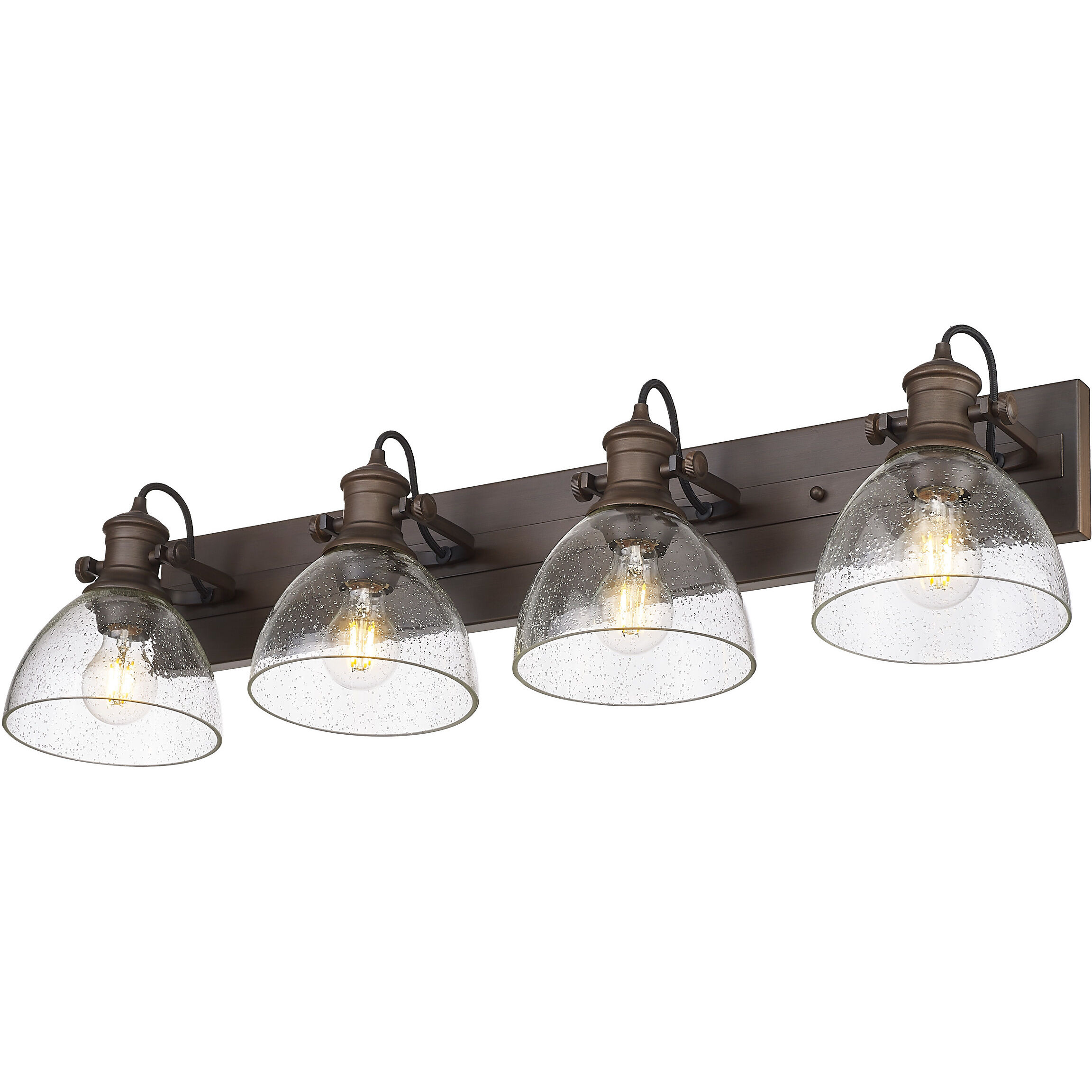 Yep Hines Vanity Wall Light in Rubbed Bronze, Seeded Glass