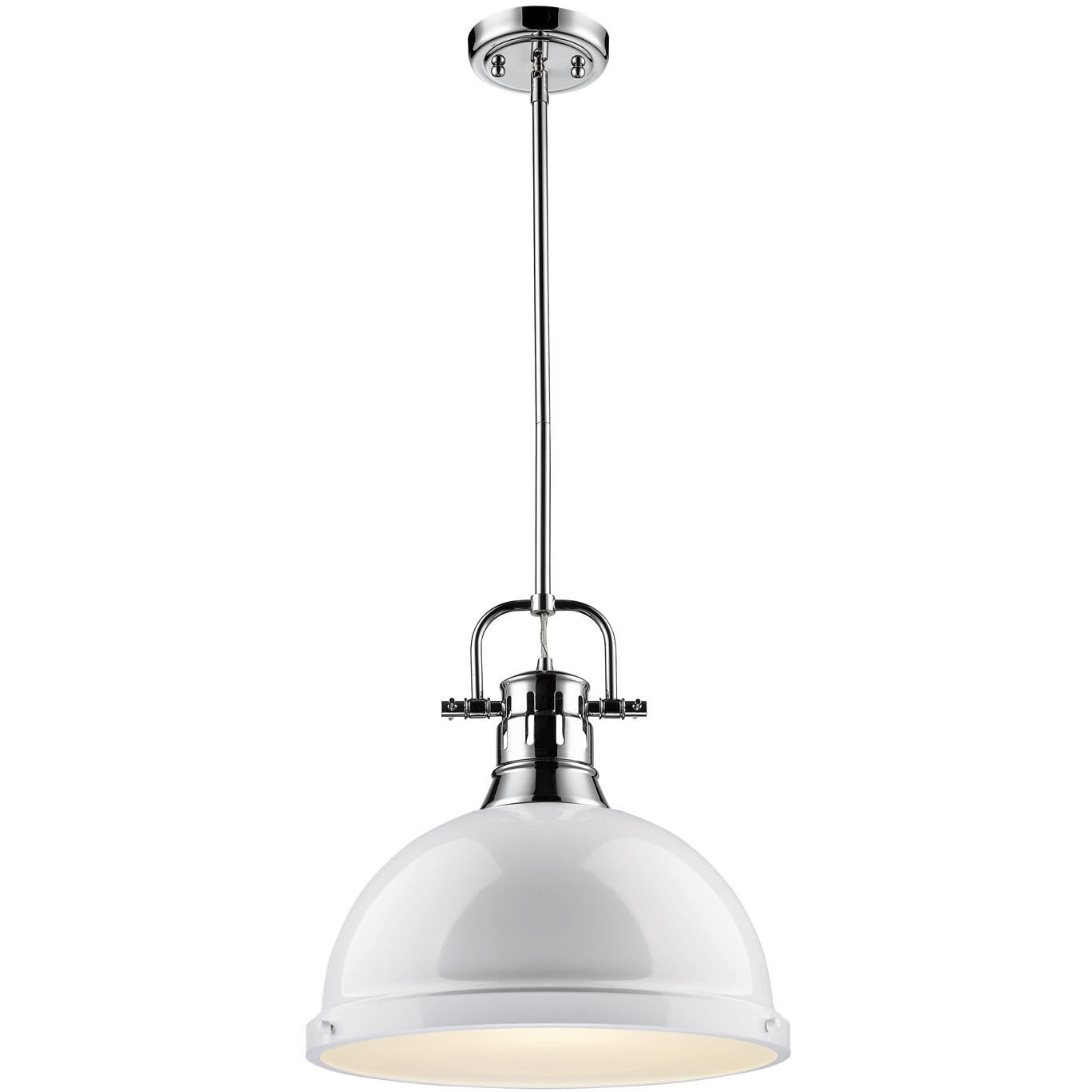 Yep Duncan 1 Light 14 inch Chrome Pendant Ceiling Light in White, Large