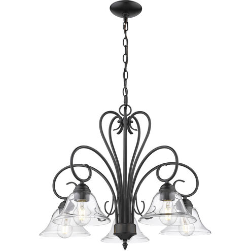 Homestead 5 Light 25 inch Matte Black Nook Chandelier Ceiling Light in Clear Glass