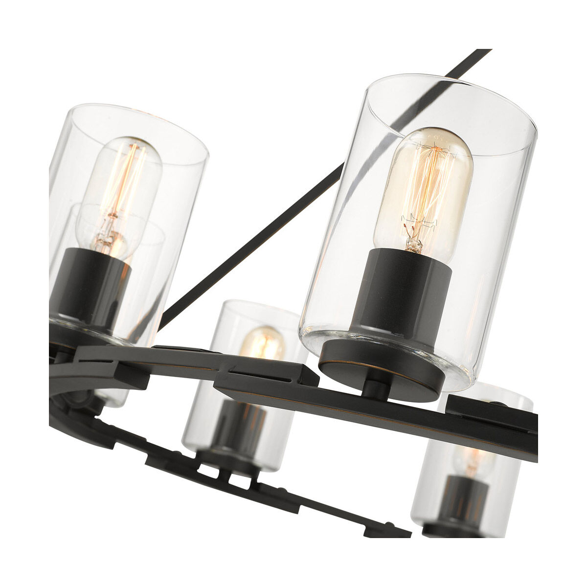 Monroe 9 Light 33 inch Matte Black with Gold Highlights Chandelier Ceiling Light in Clear Glass, Large