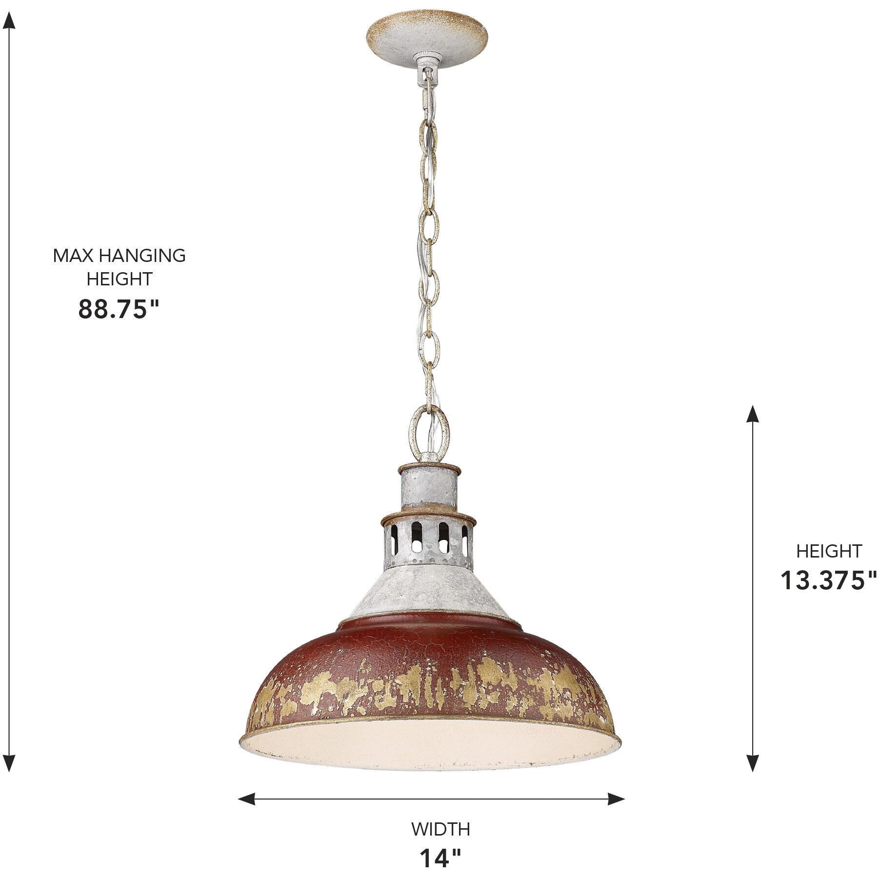 Kinsley Pendant Ceiling Light in Antique Red, Large