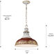 Kinsley Pendant Ceiling Light in Antique Red, Large