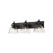 Hines 3 Light 25 inch Matte Black Bath Vanity Wall Light in Seeded Glass