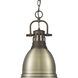 Yep Duncan 1 Light 8.88 inch Rubbed Bronze Pendant Ceiling Light in Aged Brass