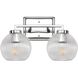 Elliott 2 Light 15.25 inch Chrome Vanity Light Wall Light in Ribbed Clear