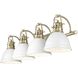 Duncan 4 Light 33.5 inch Aged Brass Bath Vanity Light Wall Light in Matte White