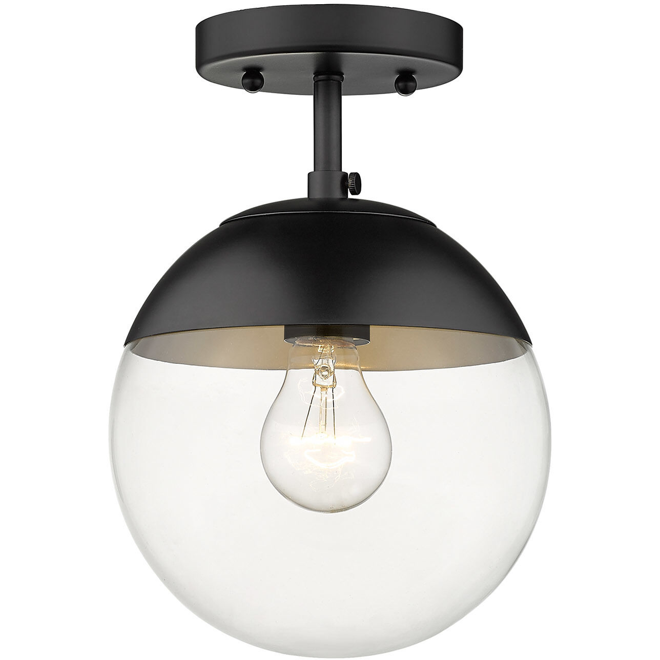 Dixon 1 Light 7.5 inch Matte Black Semi-Flush Mount Ceiling Light, Damp