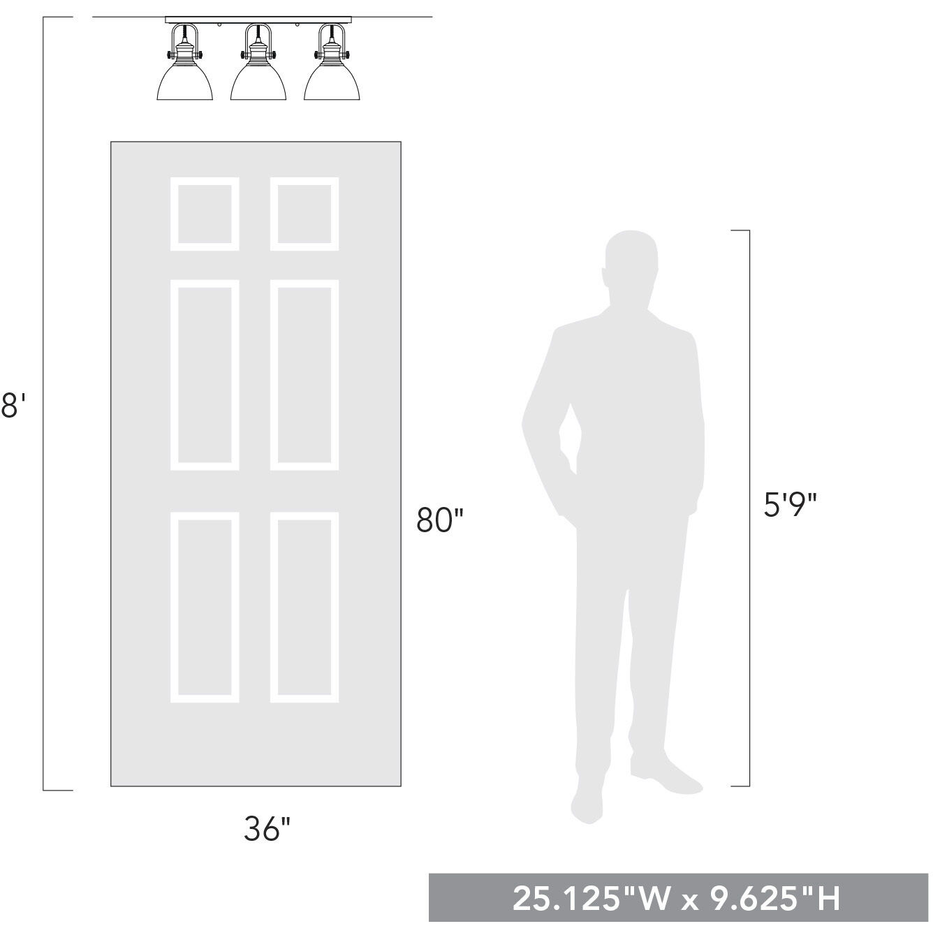 Yep Hines 3 Light 23.13 inch Rubbed Bronze Semi-Flush Mount Ceiling Light in Seeded Glass, Damp