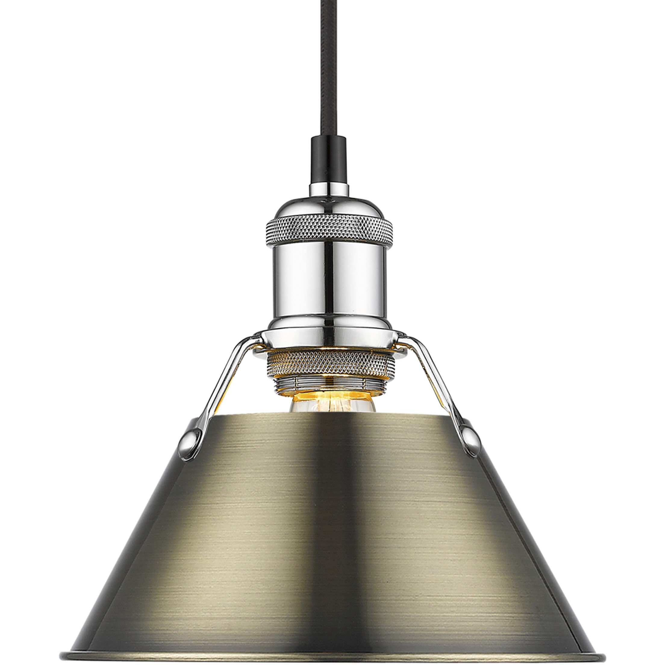 Yep Orwell 1 Light 7.5 inch Chrome Pendant Ceiling Light in Aged Brass