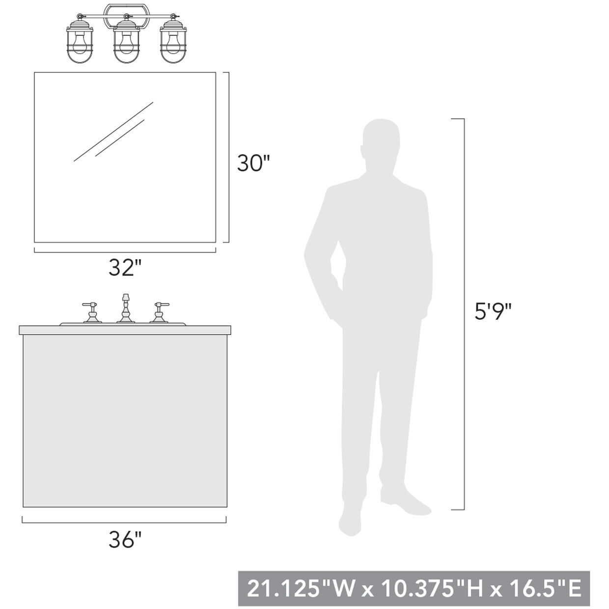 Seaport Vanity Wall Light in Brushed Champagne Brass