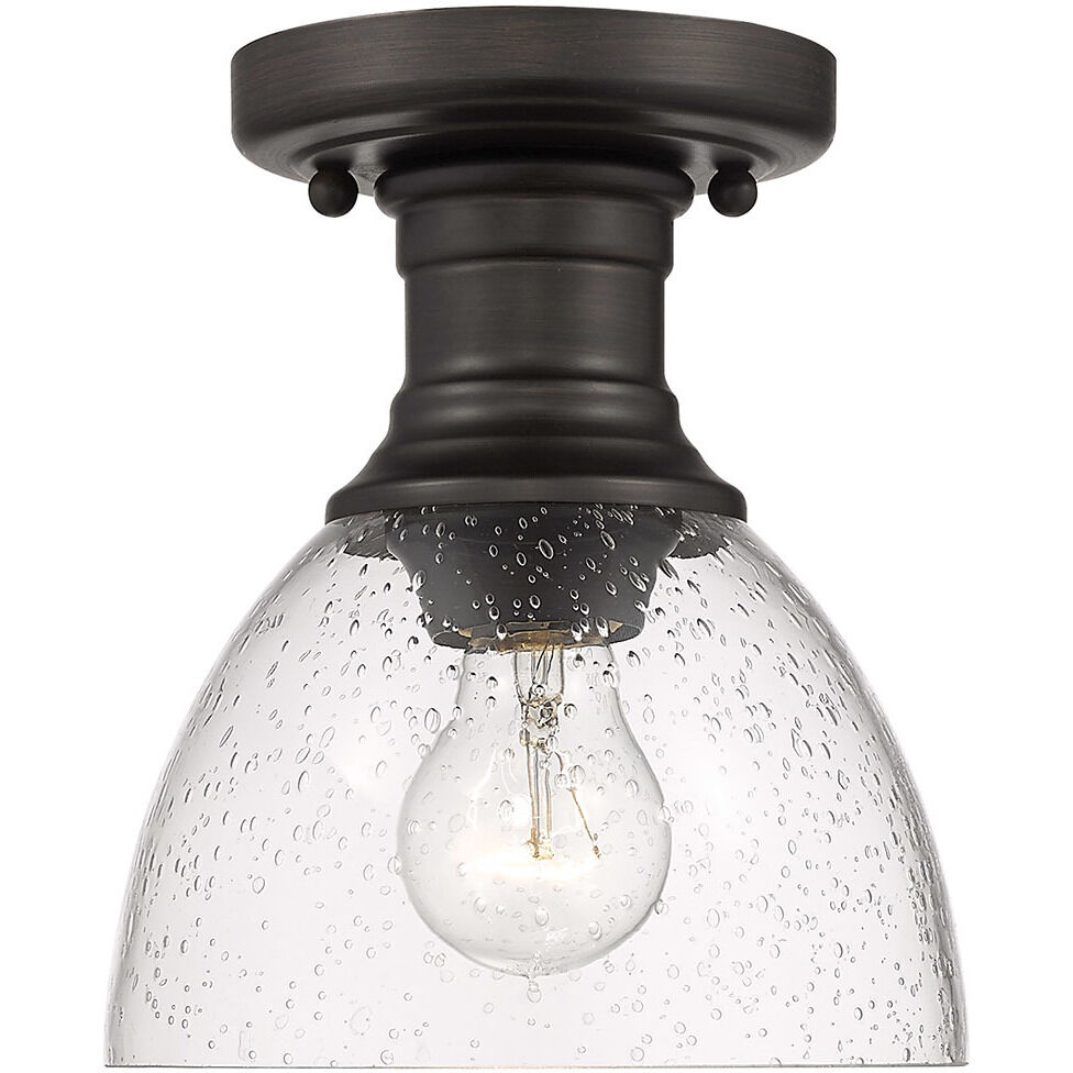 Yep Hines 1 Light 6.88 inch Rubbed Bronze Semi-Flush Mount Ceiling Light in Seeded Glass