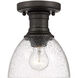 Yep Hines 1 Light 6.88 inch Rubbed Bronze Semi-Flush Mount Ceiling Light in Seeded Glass
