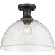 Yep Hines 1 Light 13.5 inch Matte Black Semi-Flush Mount Ceiling Light in Seeded Glass