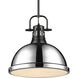 Yep Duncan 1 Light 14 inch Matte Black Pendant Ceiling Light in Chrome, Large