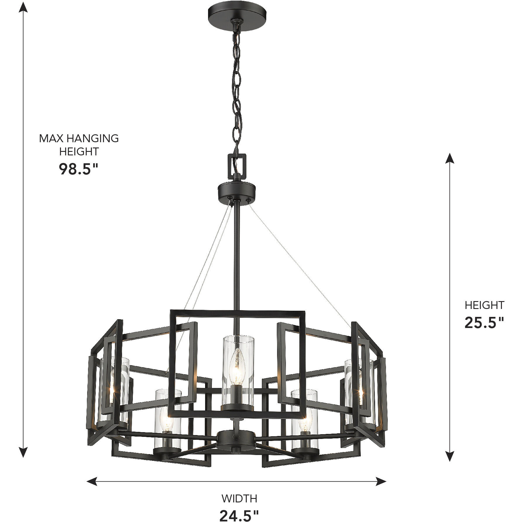 Marco 5 Light 24.5 inch Matte Black Chandelier Ceiling Light