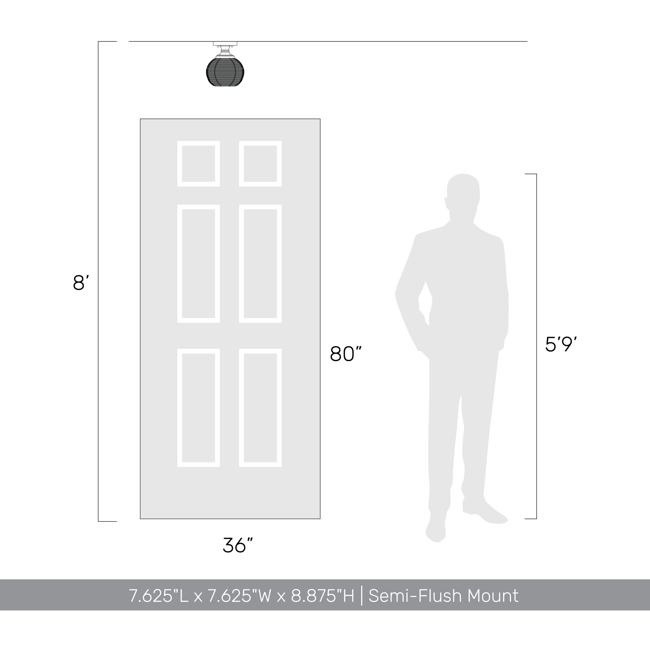 Calypso 1 Light 7.63 inch Matte Black Semi-Flush Mount Ceiling Light