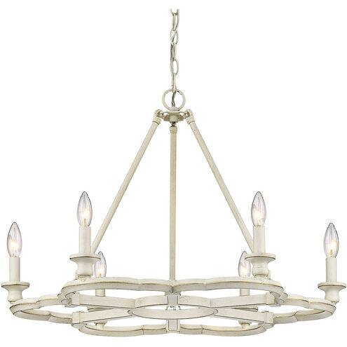 Smithsonian Saxon 6 Light 27.38 inch French White Chandelier Ceiling Light