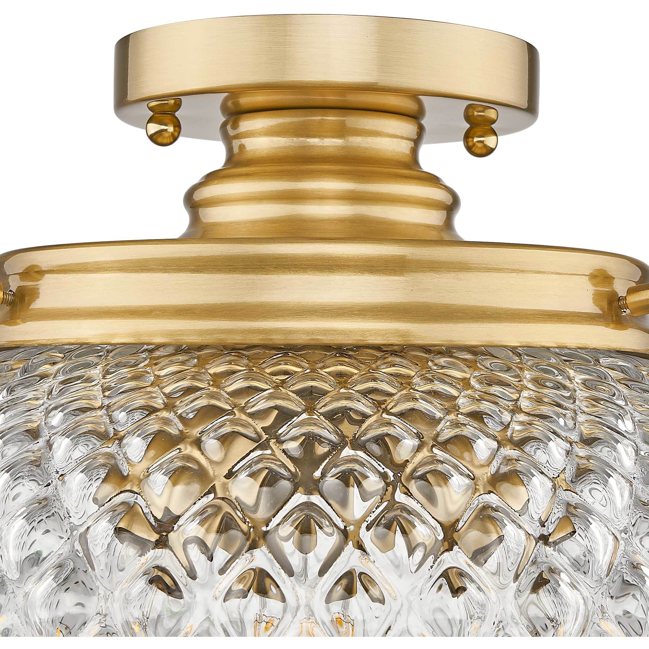 Adeline 3 Light 14 inch Modern Brushed Gold Semi-Flush Mount Ceiling Light