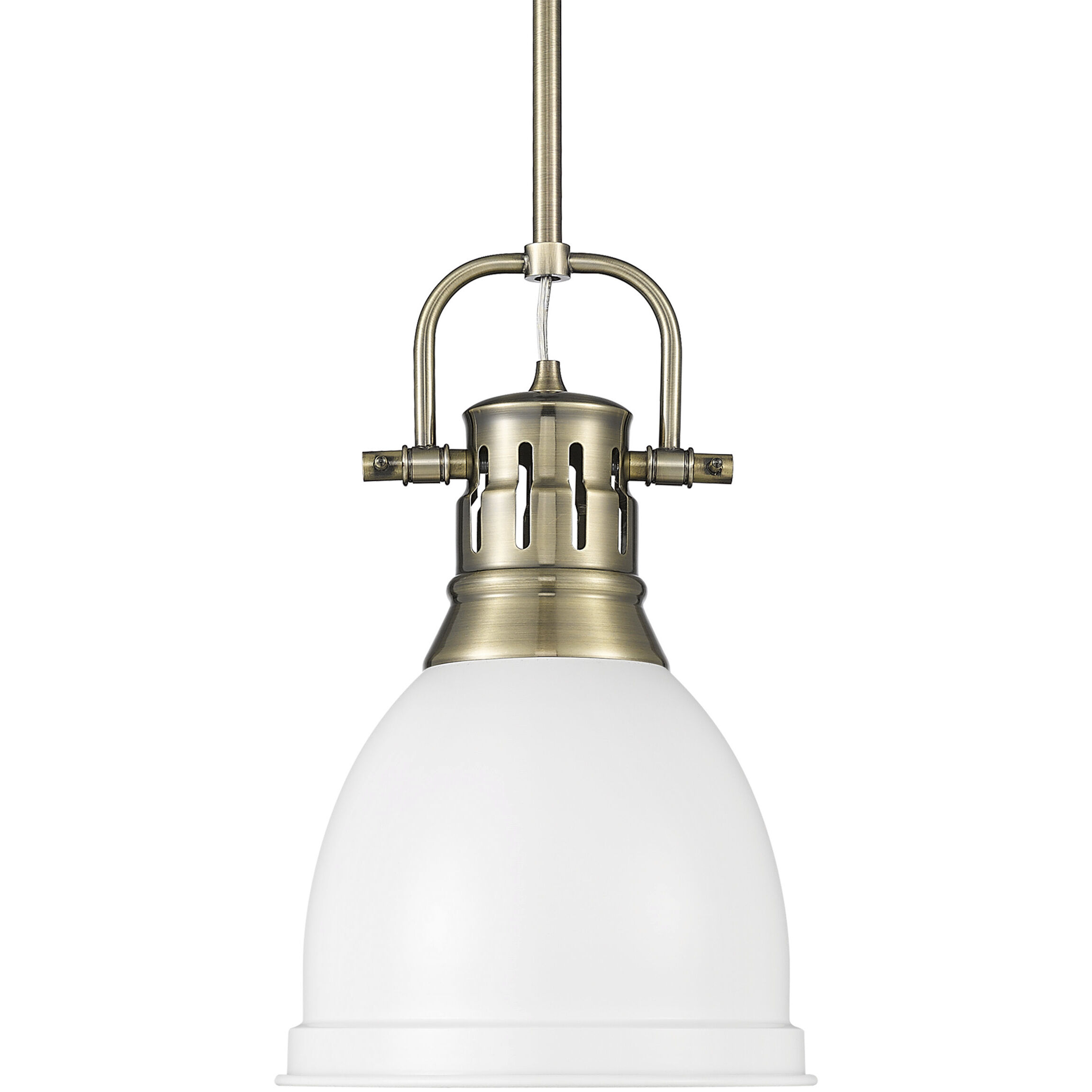 Yep Duncan 1 Light 8.88 inch Aged Brass Pendant Ceiling Light in Matte White