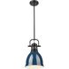 Duncan 1 Light 8.88 inch Matte Black Pendant Ceiling Light in Navy