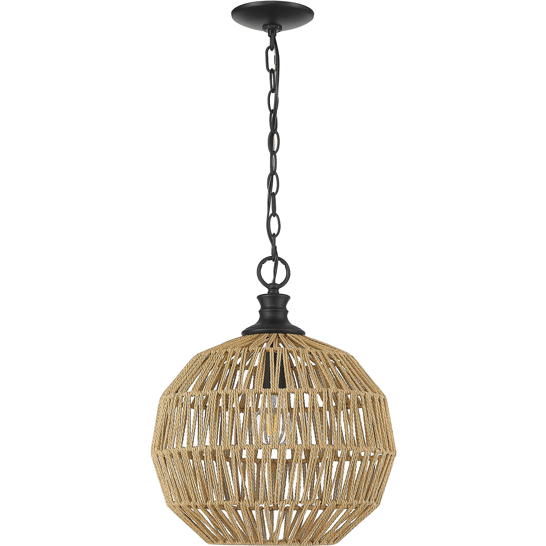 Florence Pendant Ceiling Light in Matte Black, Medium