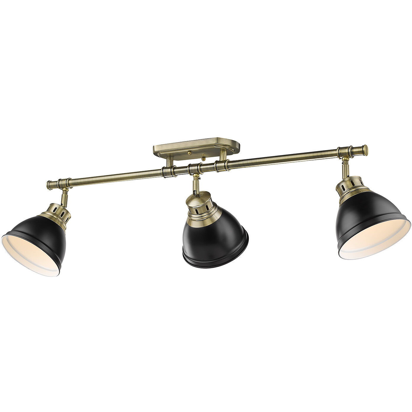 Yep Duncan 3 Light 35.38 inch Aged Brass Semi-Flush Mount Ceiling Light in Matte Black, Damp