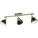 Yep Duncan 3 Light 35.38 inch Aged Brass Semi-Flush Mount Ceiling Light in Matte Black, Damp
