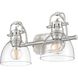 Yep Duncan Vanity Wall Light in Pewter, Clear Glass