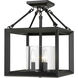 Smyth 3 Light 11.75 inch Matte Black Semi-Flush Mount Ceiling Light in Clear Glass