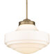 Ingalls 1 Light 16 inch Modern Brass Pendant Ceiling Light in Vintage Milk Glass, Large