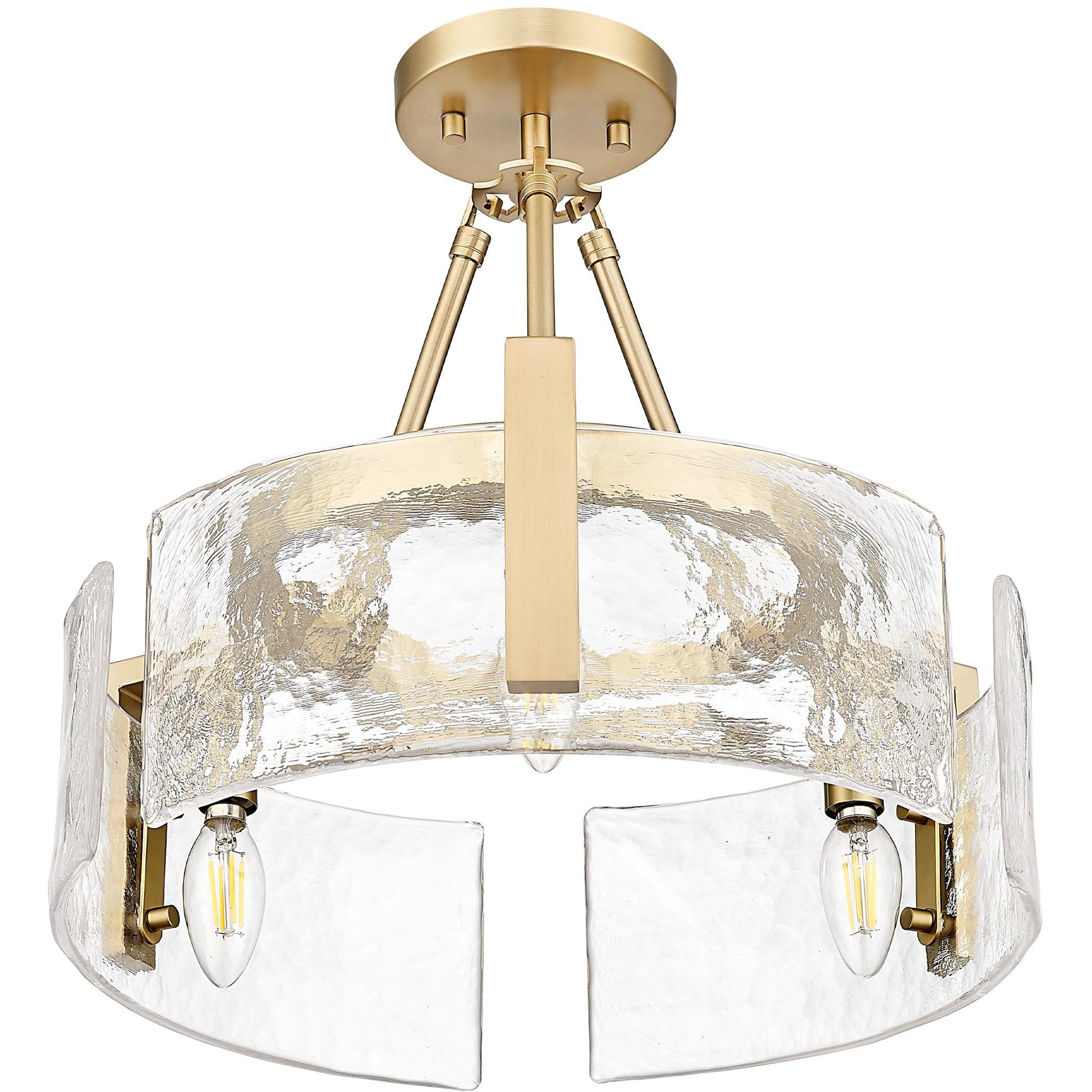 Aenon 3 Light 16.5 inch Brushed Champagne Brass Semi-Flush Mount Ceiling Light
