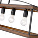 Teagan 5 Light 40 inch Natural Black Linear Pendant Ceiling Light in Rustic Oak Wood Accents