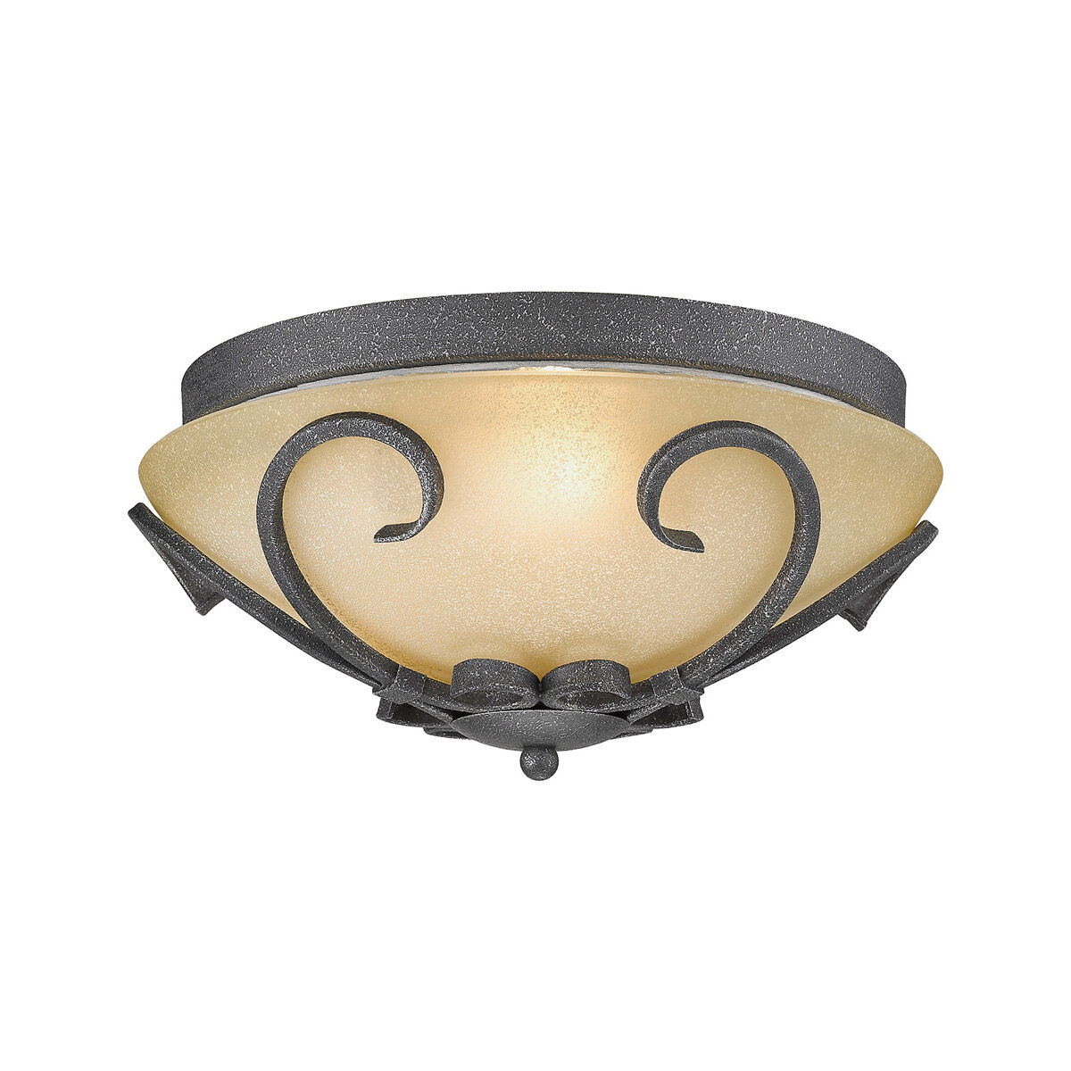 Madera 3 Light 13 inch Black Iron Flush Mount Ceiling Light, Damp