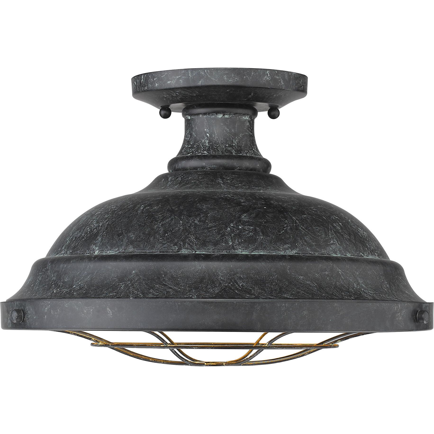 Bartlett 2 Light 14 inch Black Patina Semi-Flush Mount Ceiling Light, Damp