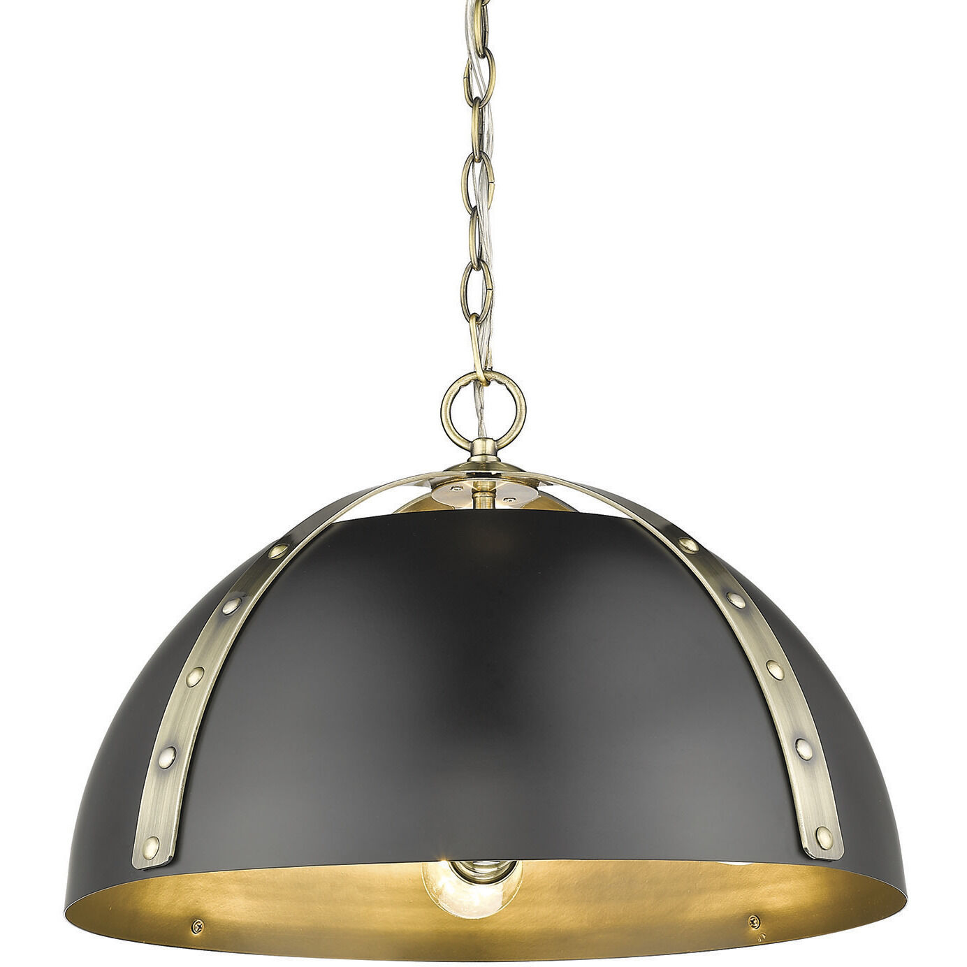 Aldrich Pendant Ceiling Light in Aged Brass, Matte Black