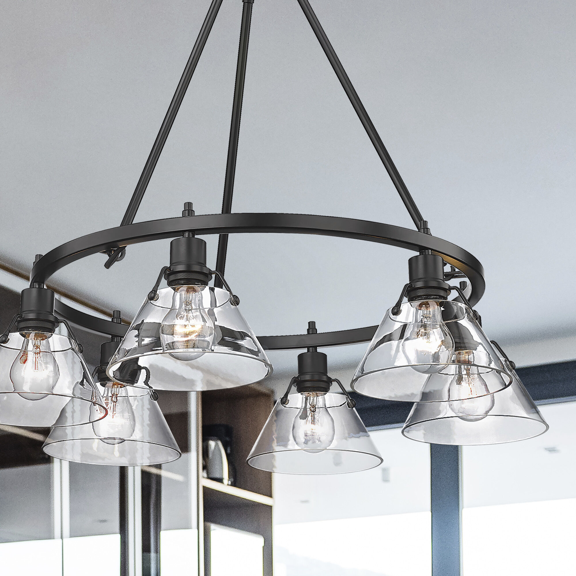 Yep Orwell 29 inch 60.00 watt Matte Black Chandelier Ceiling Light in Clear Glass