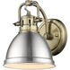 Yep Duncan Vanity Wall Light in Aged Brass, Pewter