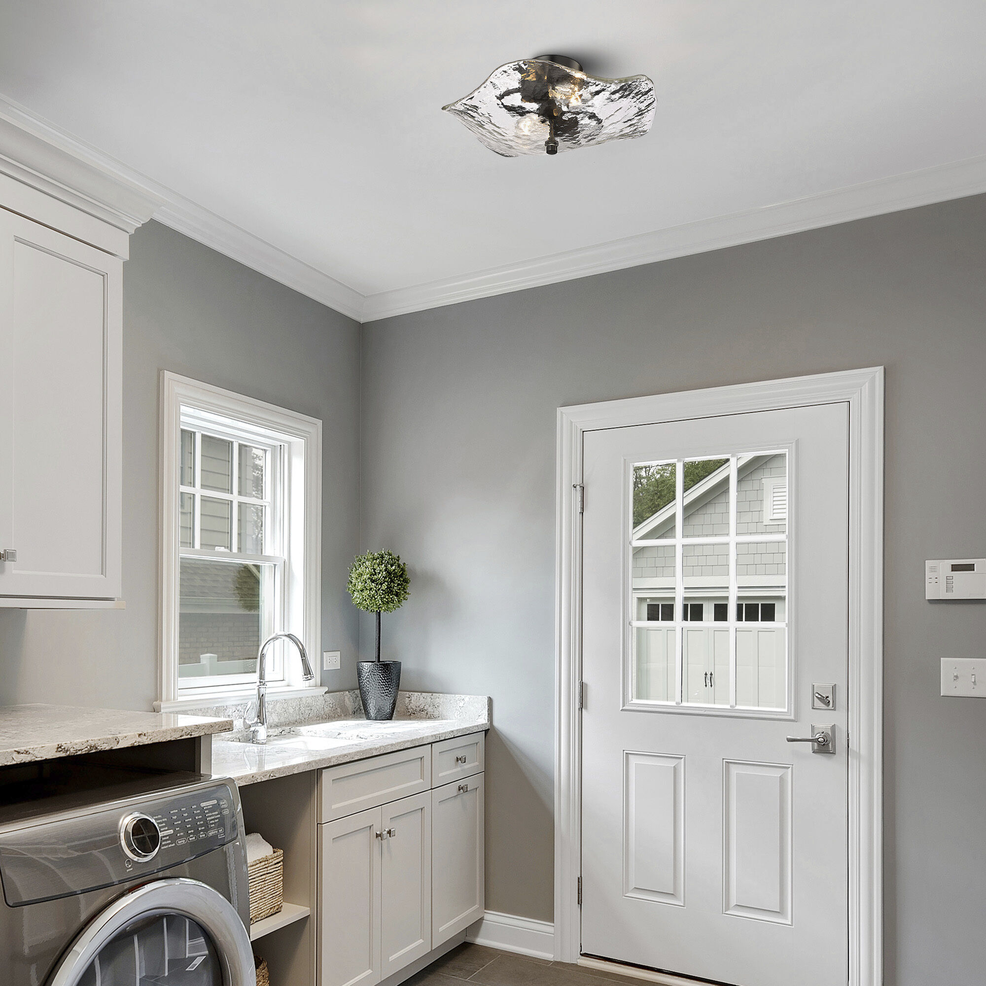 Samara 2 Light 15.38 inch Matte Black Semi-Flush Mount Ceiling Light