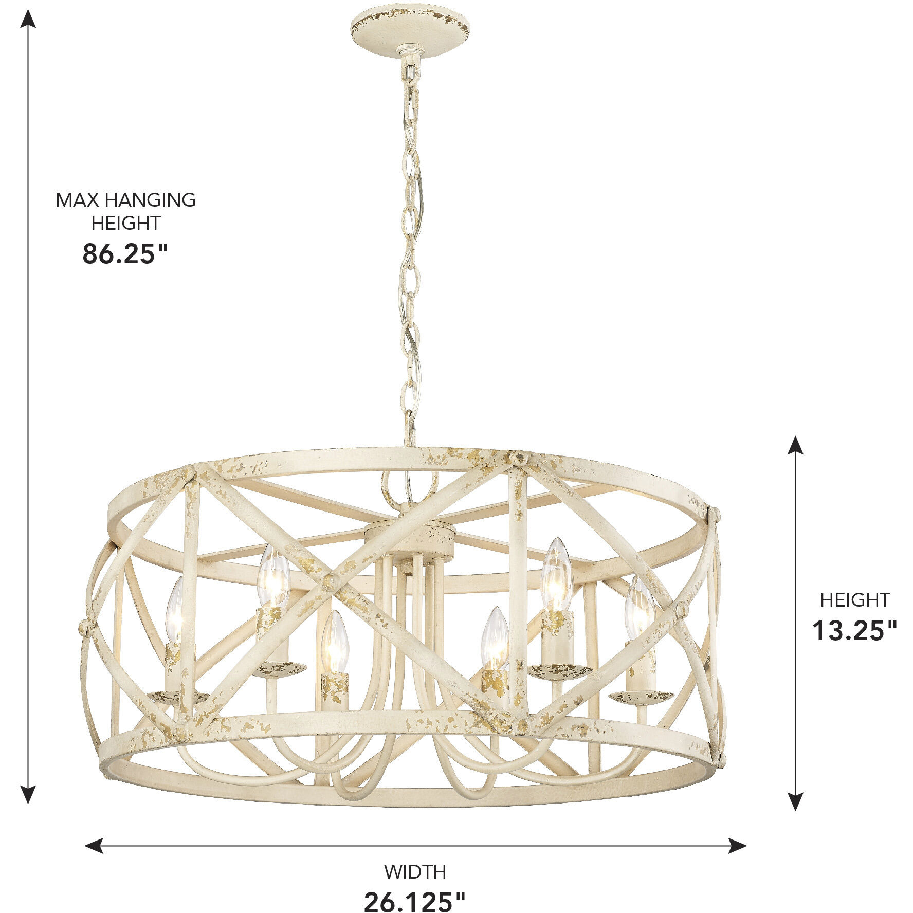 Alcott 26.13 inch 60.00 watt Antique Ivory Chandelier Ceiling Light
