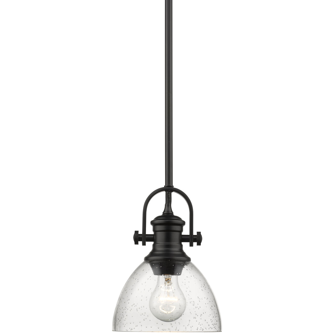 Yep Hines 1 Light 6.88 inch Matte Black Pendant Ceiling Light in Seeded Glass