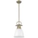 Yep Duncan 1 Light 8.88 inch Aged Brass Pendant Ceiling Light in Matte White