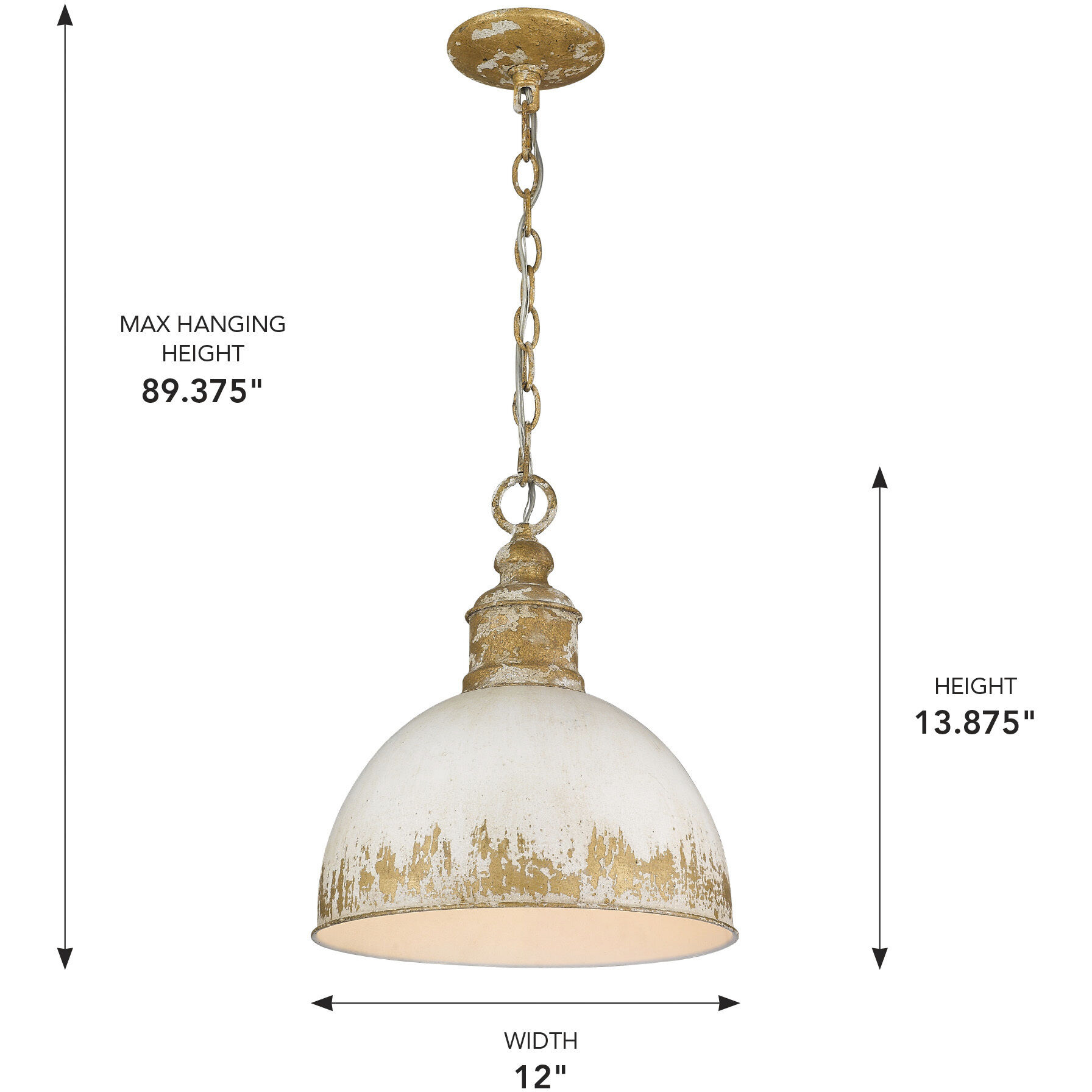 Alison 1 Light 12 inch Vintage Gold Pendant Ceiling Light in Antique Ivory, Medium