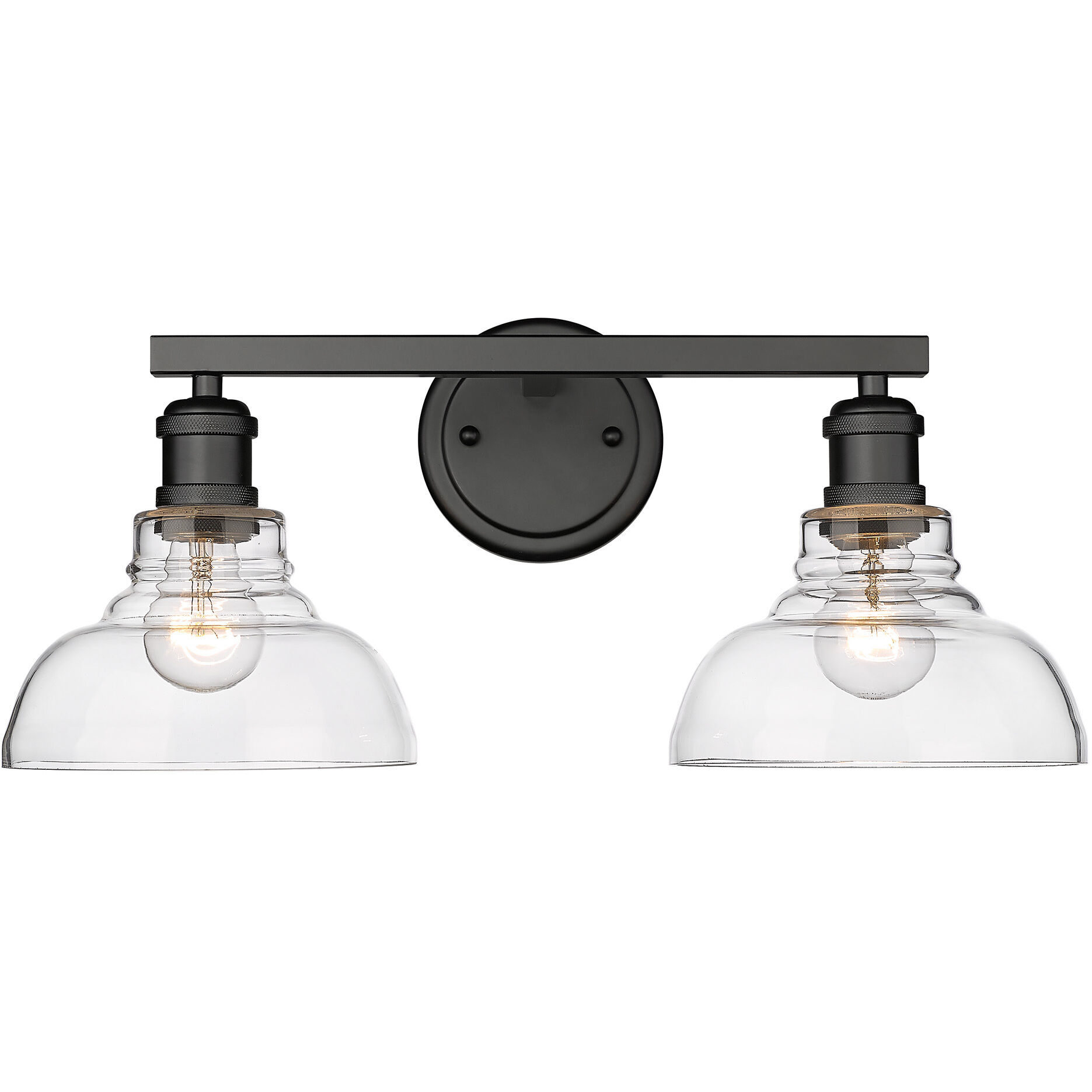 Yep Carver Vanity Wall Light in Matte Black, Clear Glass