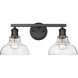 Yep Carver Vanity Wall Light in Matte Black, Clear Glass