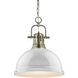 Yep Duncan 1 Light 14 inch Aged Brass Pendant Ceiling Light in White, Large