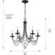 Mirabella 6 Light 25 inch Matte Black Chandelier Ceiling Light in No Shade
