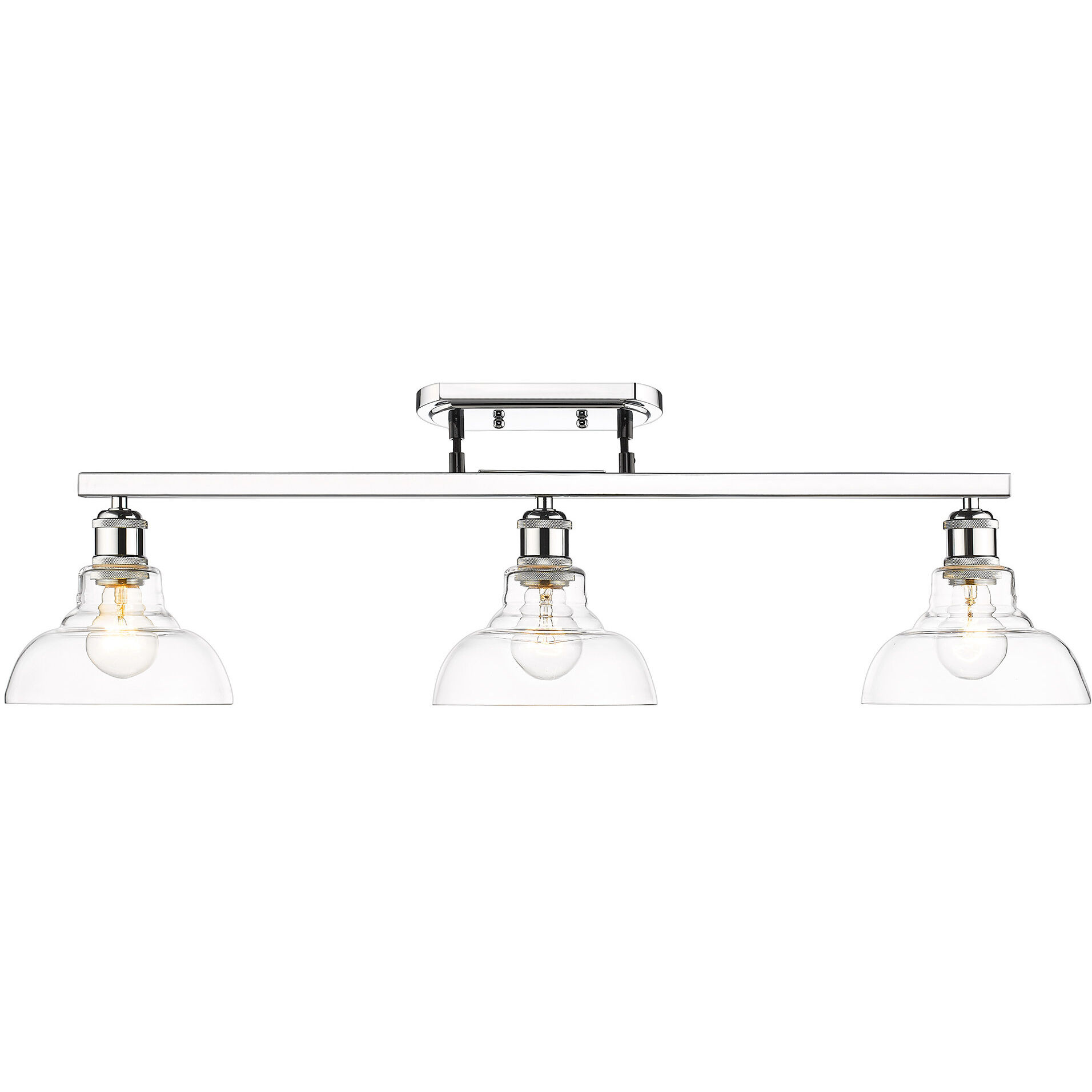 Yep Carver 3 Light 35.5 inch Chrome Semi-Flush Mount Ceiling Light in Clear Glass