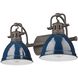 Yep Duncan Vanity Wall Light in Rubbed Bronze, Navy
